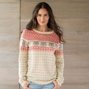 💕WOOLRICH💕 Fair Isle Sweater ~ Kitschy Owl Wink Print Medium M